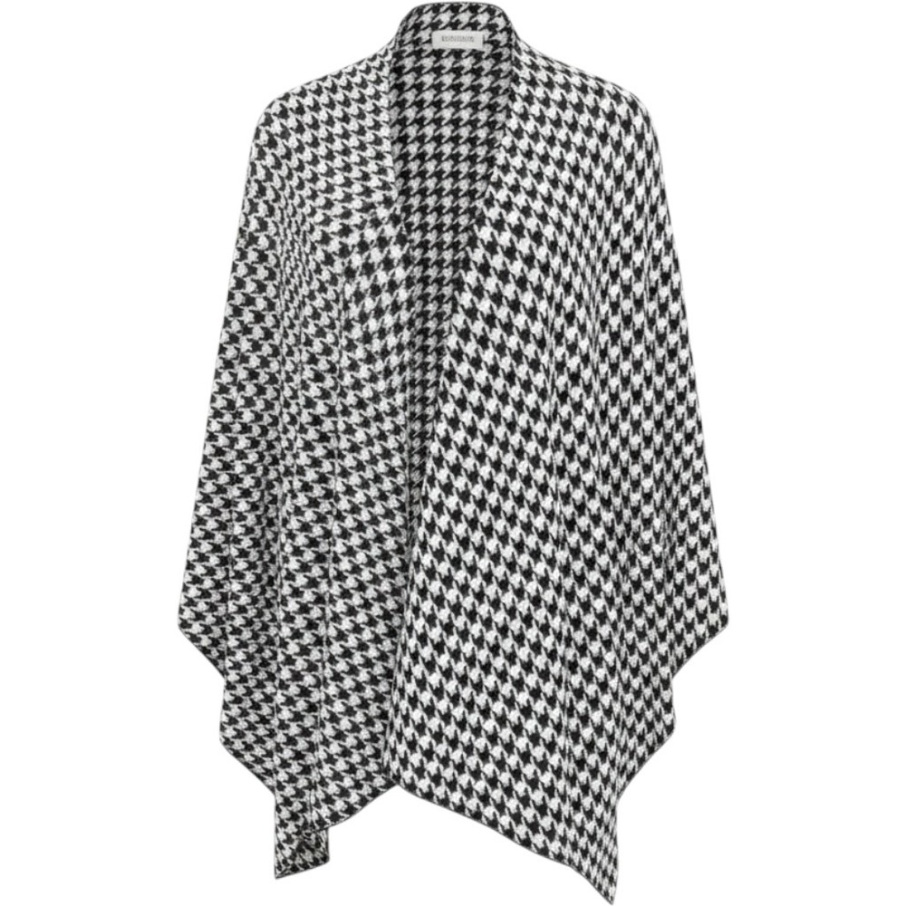 Monroe & Main Houndstooth Poncho Wrap Women One Size Black White Classic Knit